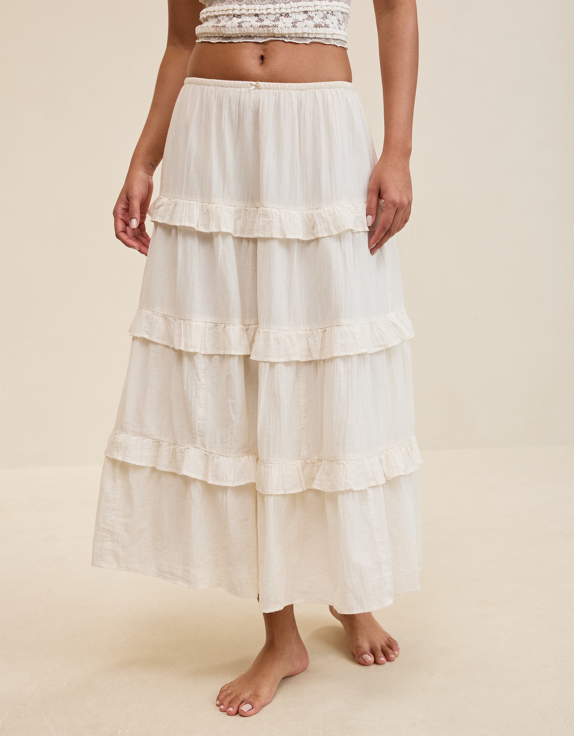 Aerie Ready To Ruffle Tiered Midaxi Skirt