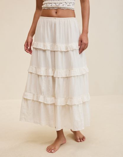 Aerie Ready To Ruffle Tiered Midaxi Skirt