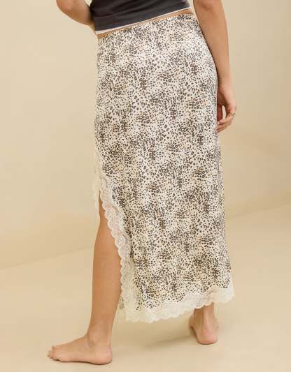 Aerie Satin Midi Skirt