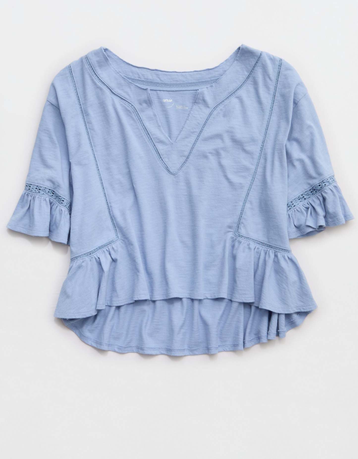 Aerie Flowy Cropped Notch Neck T-Shirt