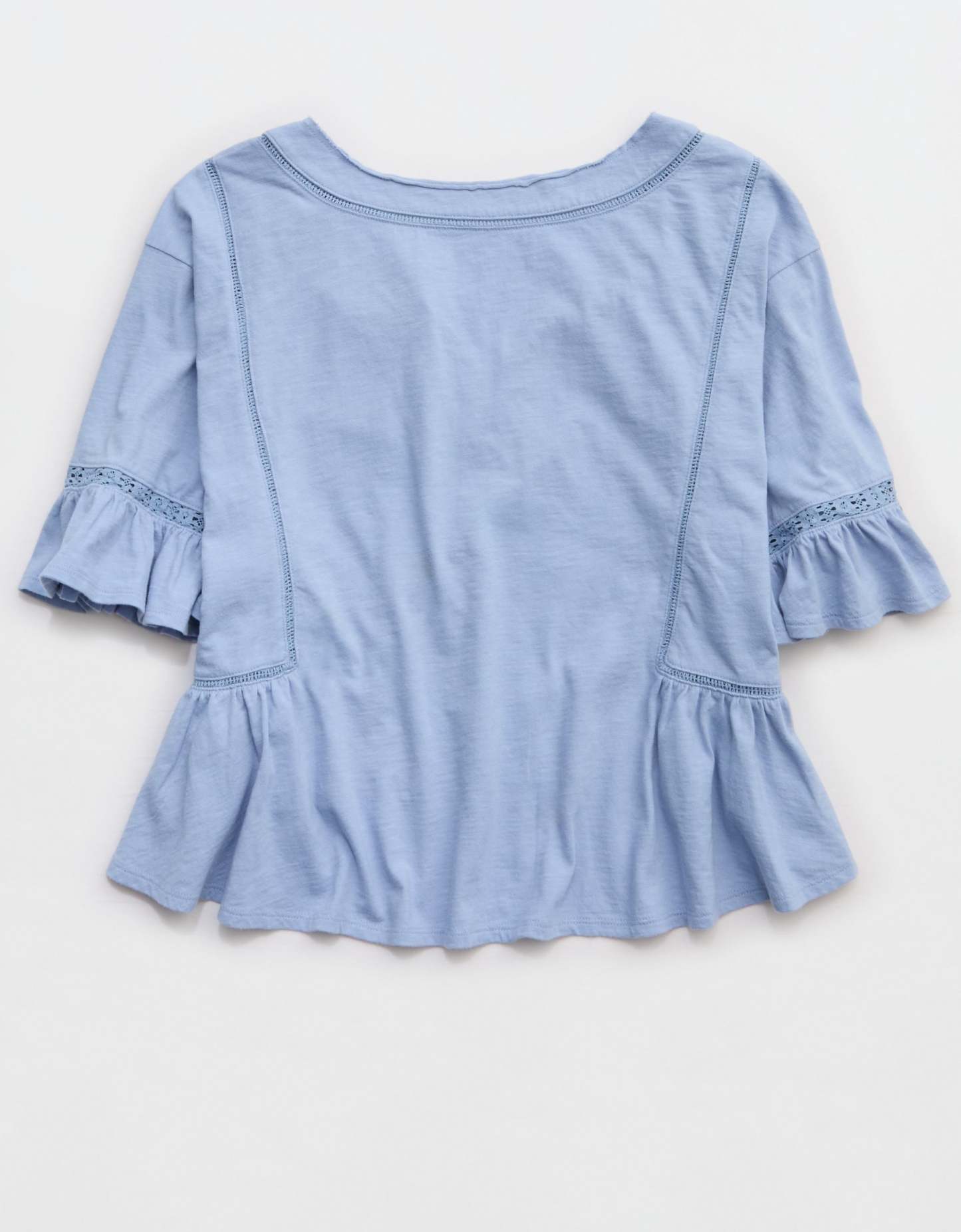 Aerie Flowy Cropped Notch Neck T-Shirt