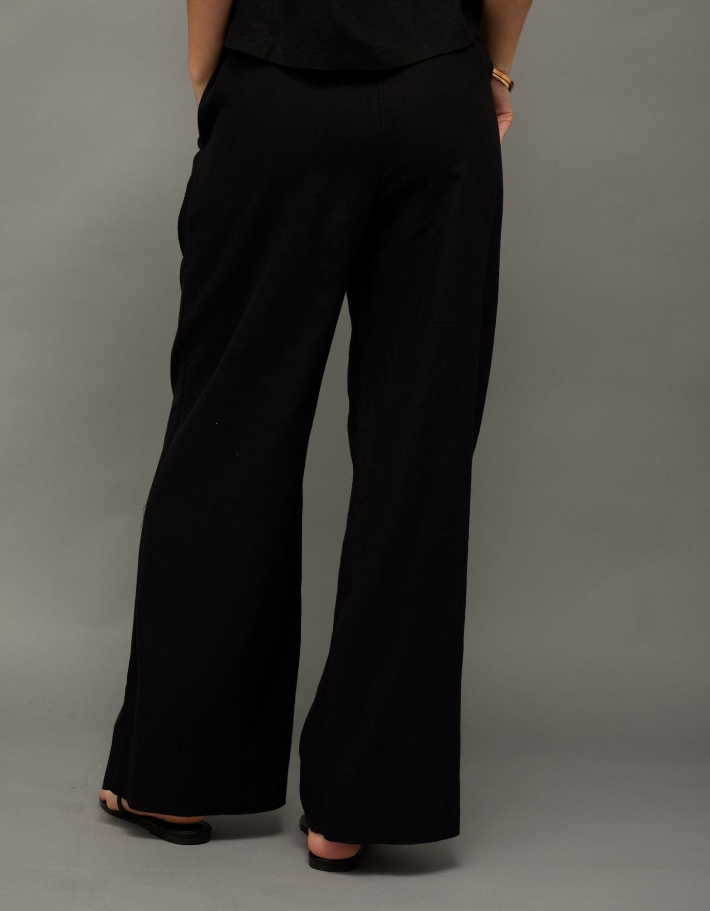 AE Linen-Blend Wide-Leg Pant