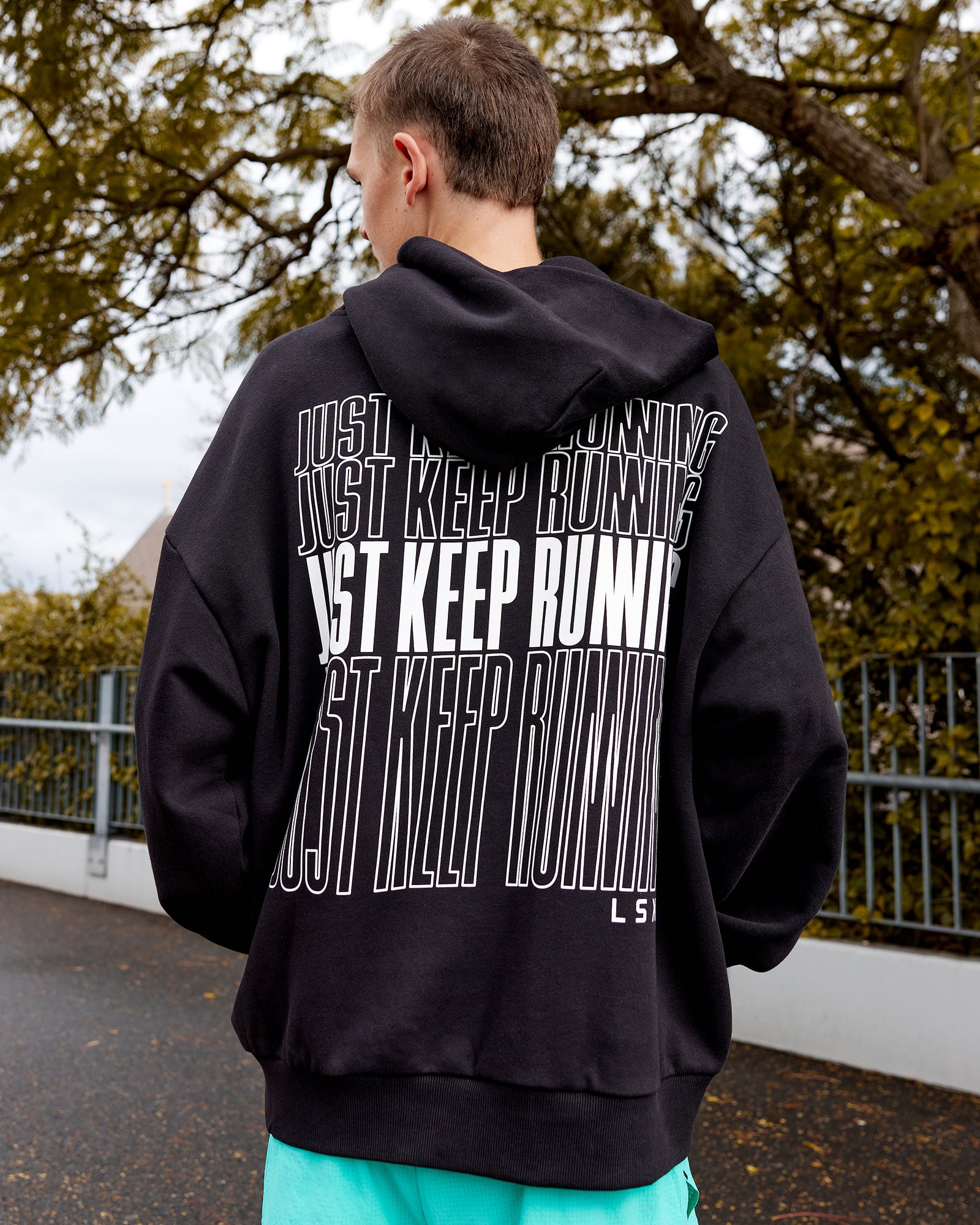 Keep on Running Oversize Hoodie - Black-White