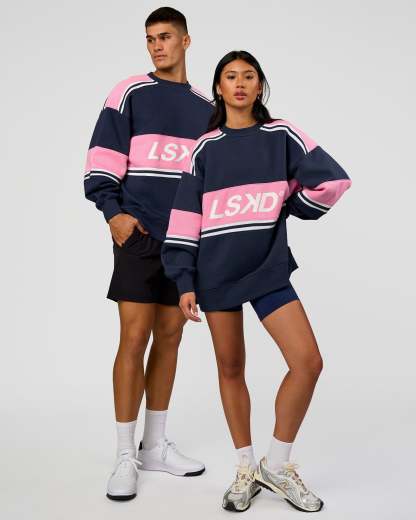 A-Team Sweater Oversize - Future Navy-Candy Pink