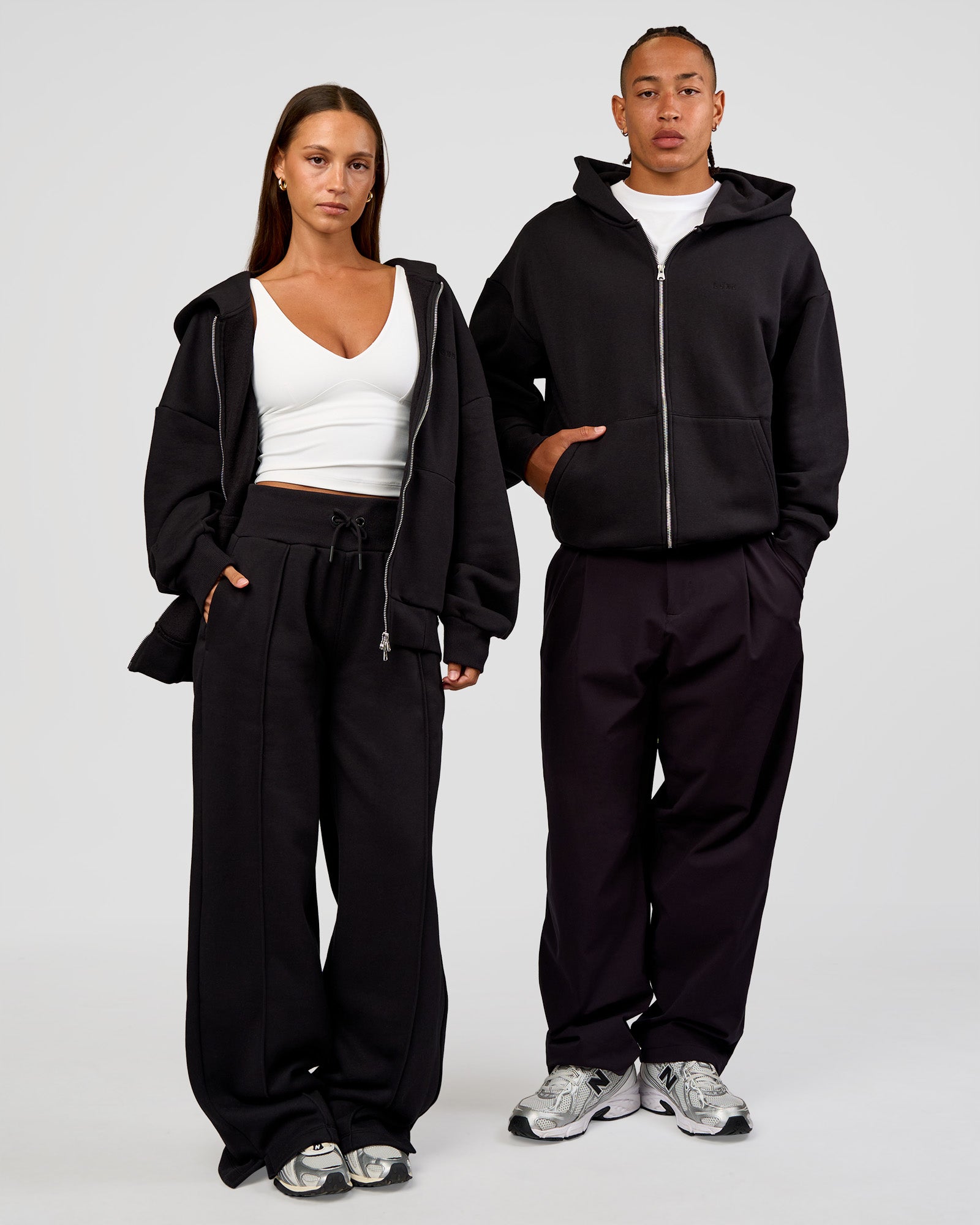 Base Zip Through Oversized Hoodie - Black