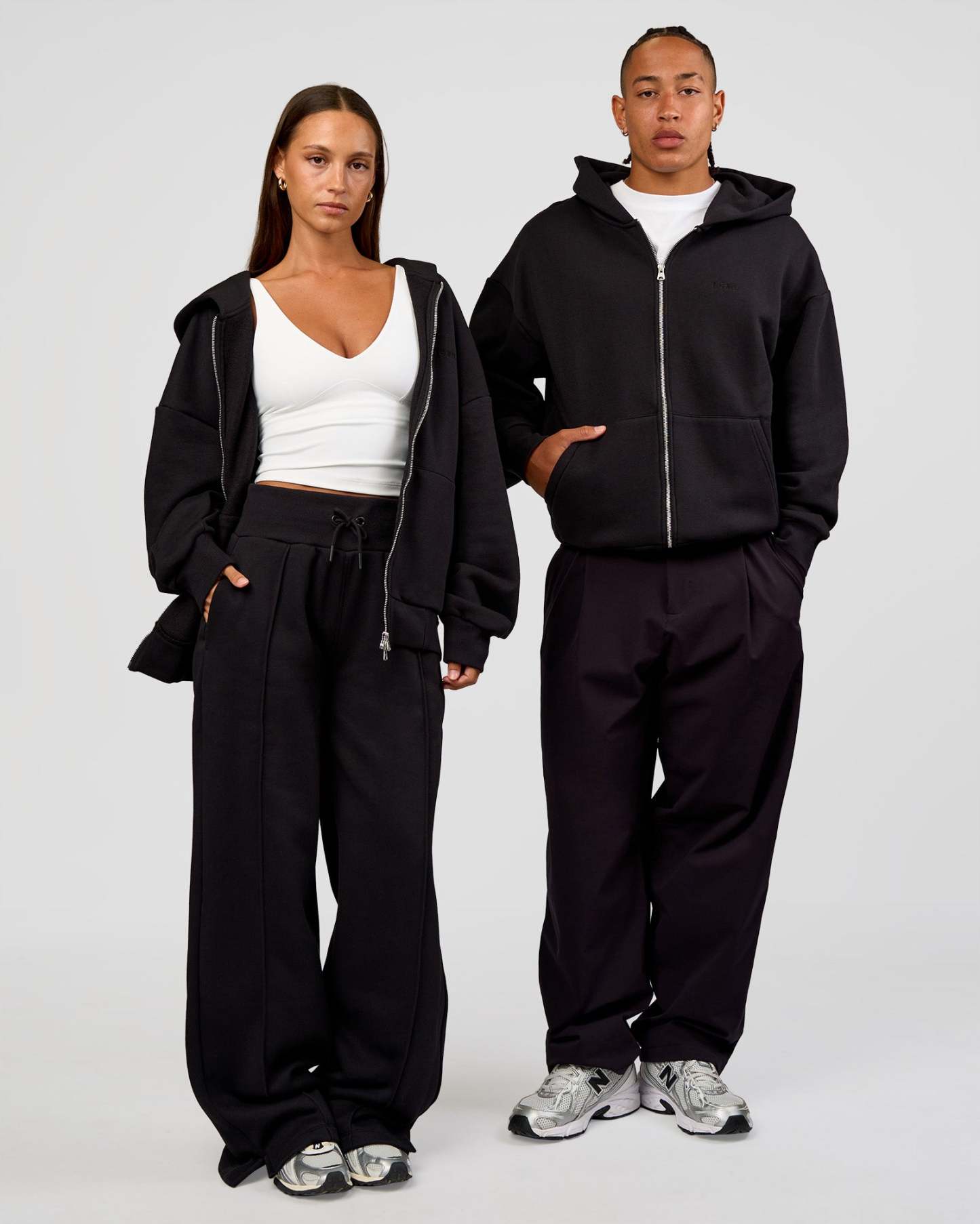Base Zip Through Oversized Hoodie - Black