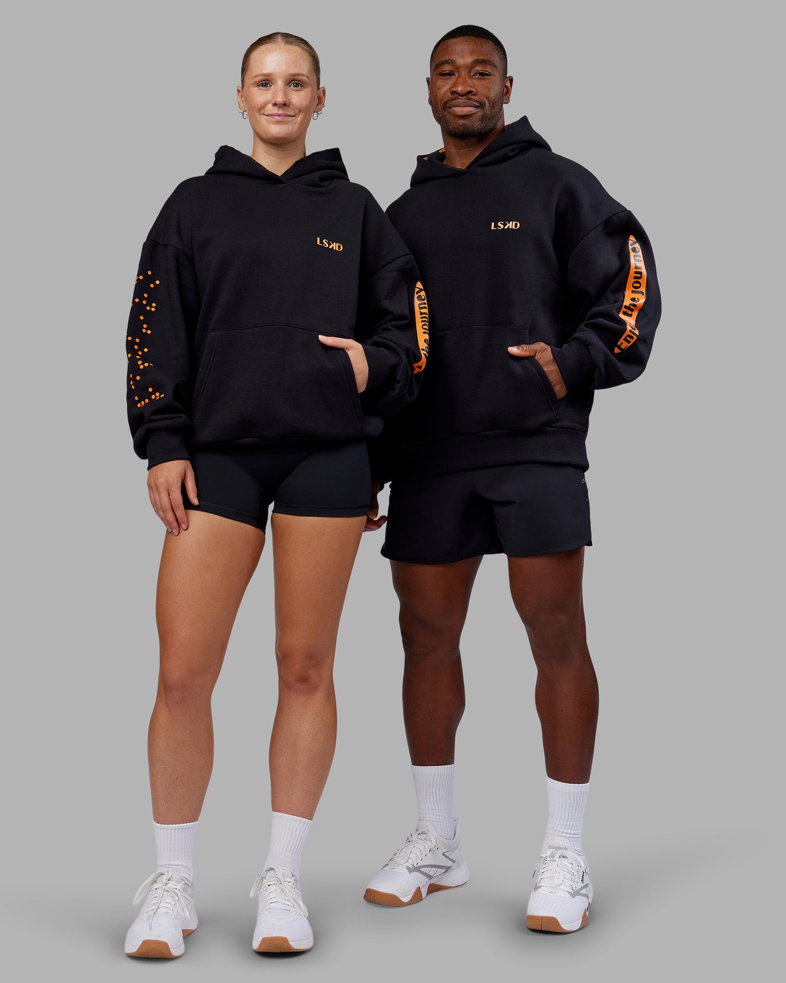 Hyped Unisex Oversized Hoodie - Black-Vibrant Orange