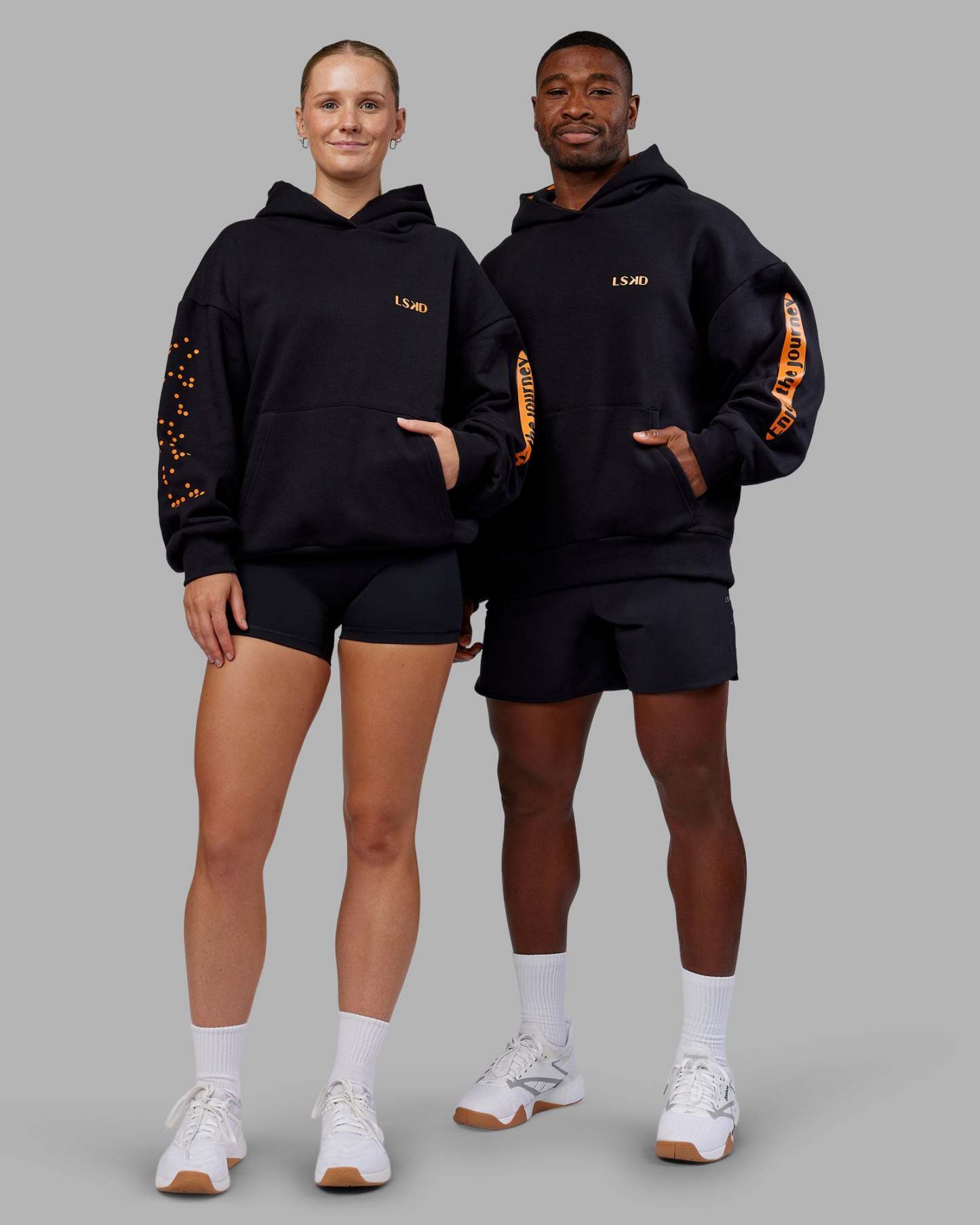 Hyped Unisex Oversized Hoodie - Black-Vibrant Orange