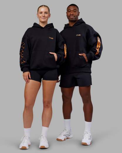 Hyped Unisex Oversized Hoodie - Black-Vibrant Orange