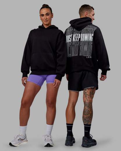 Keep on Running Oversize Hoodie - Black-White