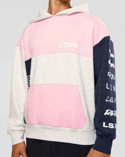 Deconstructed Fleece Hoodie - Grey Marl-Marshmallow-Navy