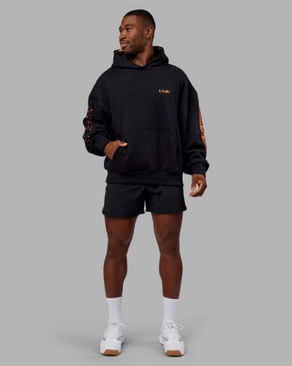 Hyped Unisex Oversized Hoodie - Black-Vibrant Orange