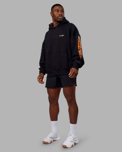 Hyped Unisex Oversized Hoodie - Black-Vibrant Orange