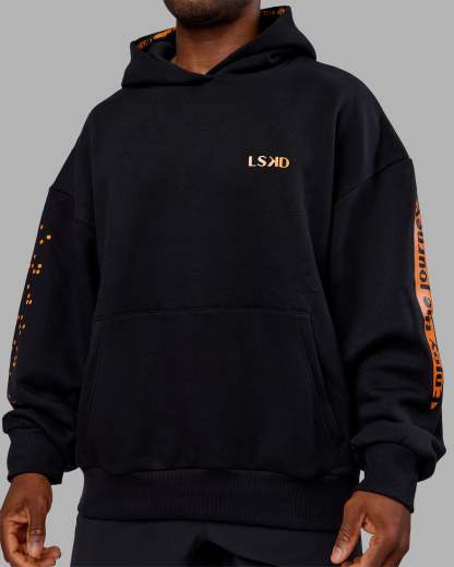 Hyped Unisex Oversized Hoodie - Black-Vibrant Orange