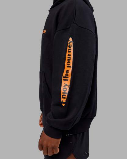 Hyped Unisex Oversized Hoodie - Black-Vibrant Orange
