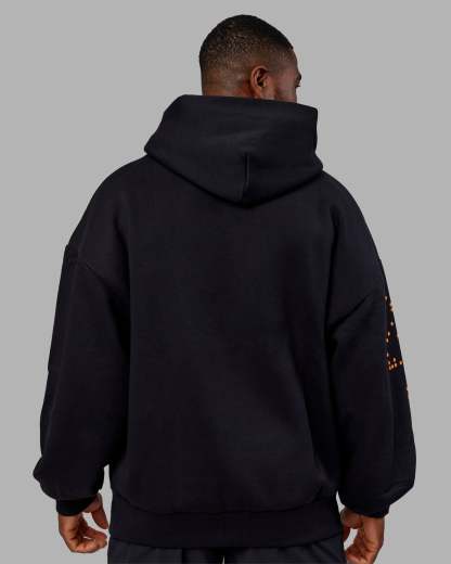 Hyped Unisex Oversized Hoodie - Black-Vibrant Orange