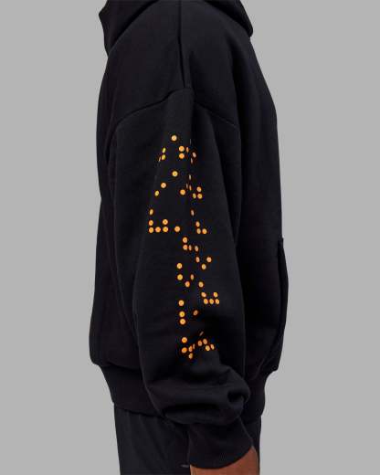 Hyped Unisex Oversized Hoodie - Black-Vibrant Orange
