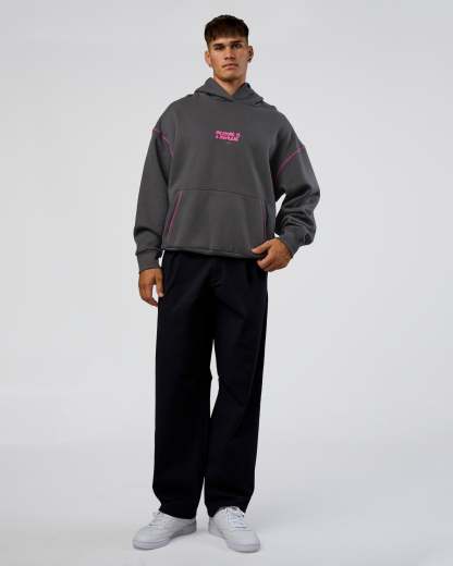 Pressure is Privilege Oversized Hoodie - Dark Storm-Ultra Fuchsia