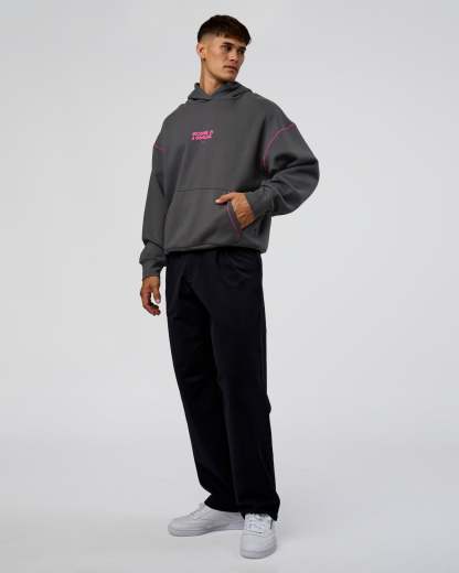 Pressure is Privilege Oversized Hoodie - Dark Storm-Ultra Fuchsia
