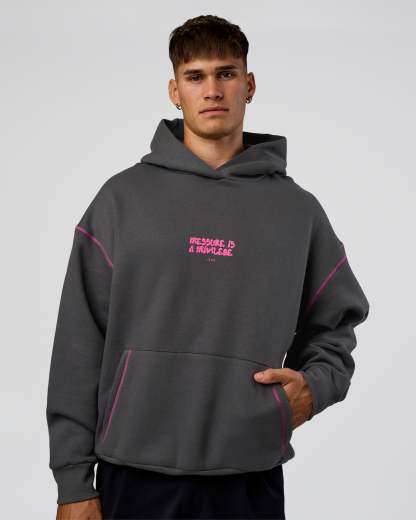 Pressure is Privilege Oversized Hoodie - Dark Storm-Ultra Fuchsia
