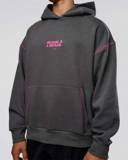Pressure is Privilege Oversized Hoodie - Dark Storm-Ultra Fuchsia