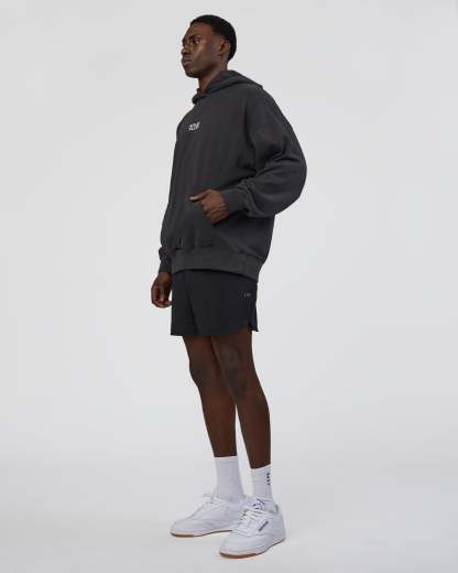 Runner鈥檚 Unisex Oversized Hoodie - Black Washed-White