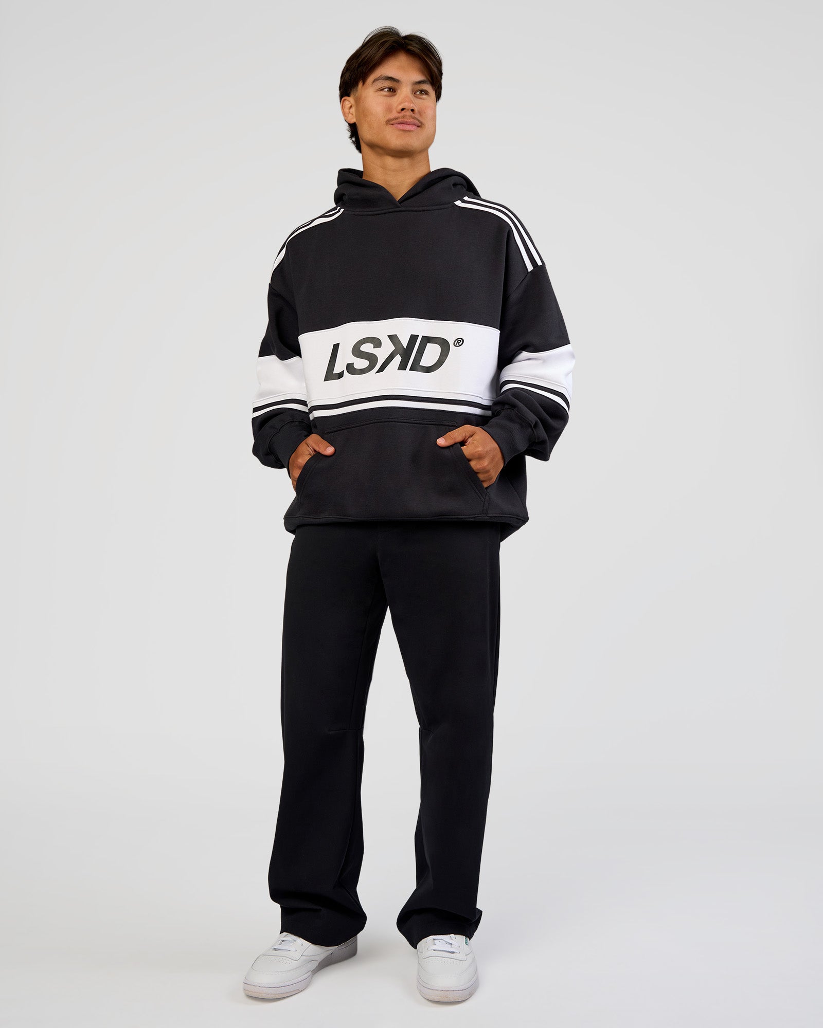 A-Team Oversized Hoodie - Caviar-White