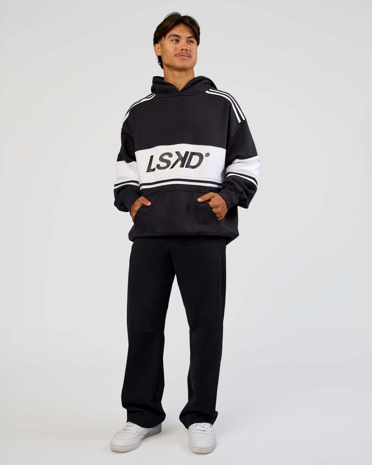 A-Team Oversized Hoodie - Caviar-White