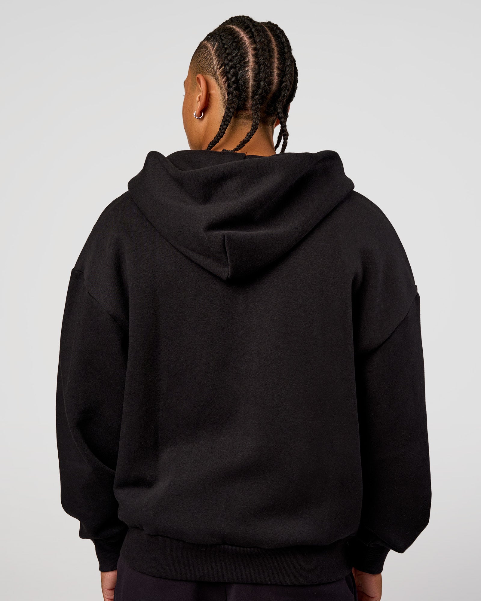Base Zip Through Oversized Hoodie - Black