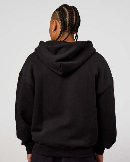 Base Zip Through Oversized Hoodie - Black