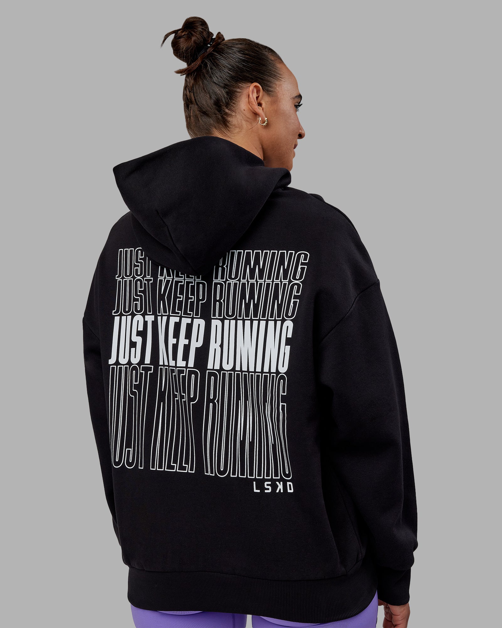 Keep on Running Oversize Hoodie - Black-White