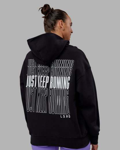 Keep on Running Oversize Hoodie - Black-White