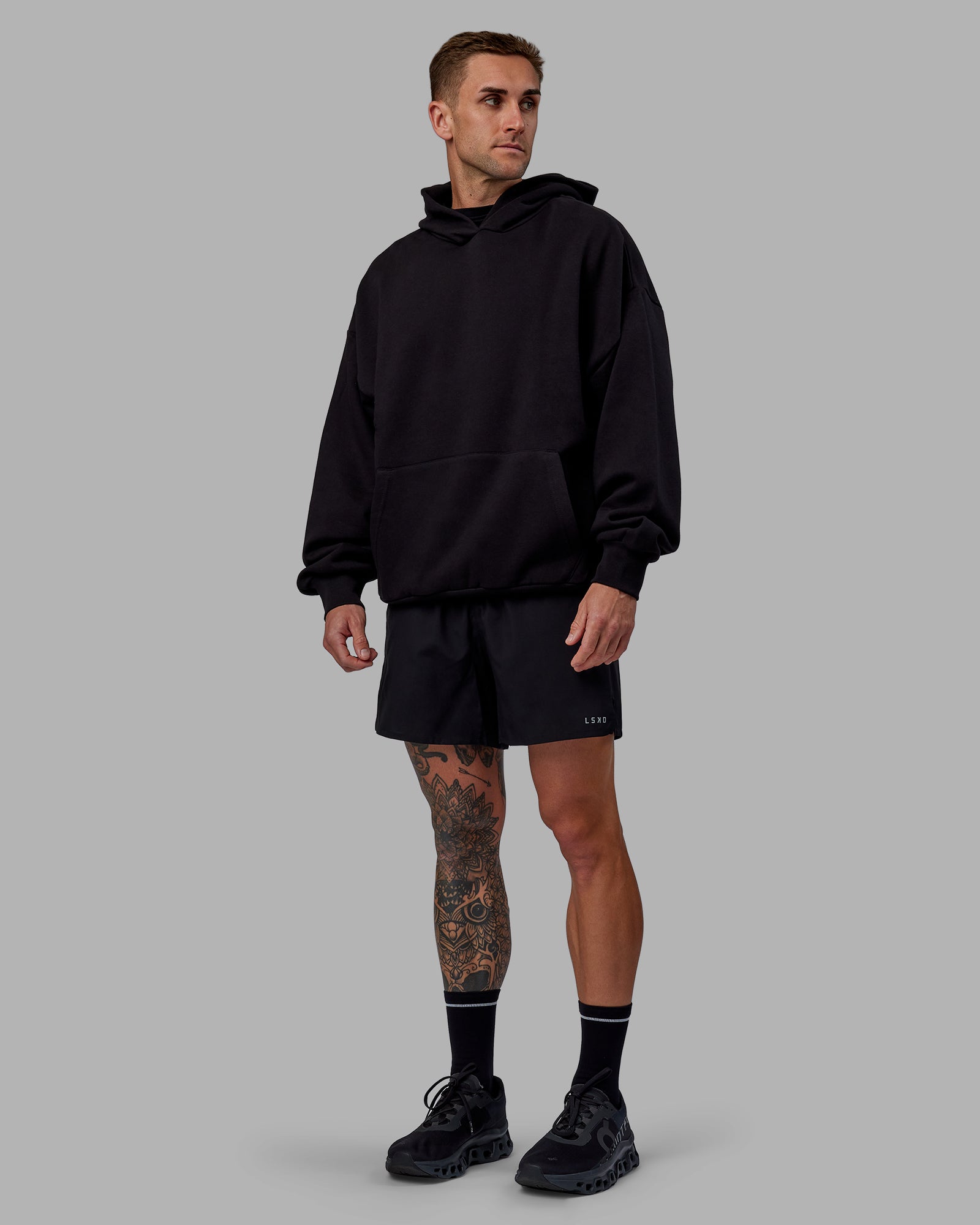 Keep on Running Oversize Hoodie - Black-White