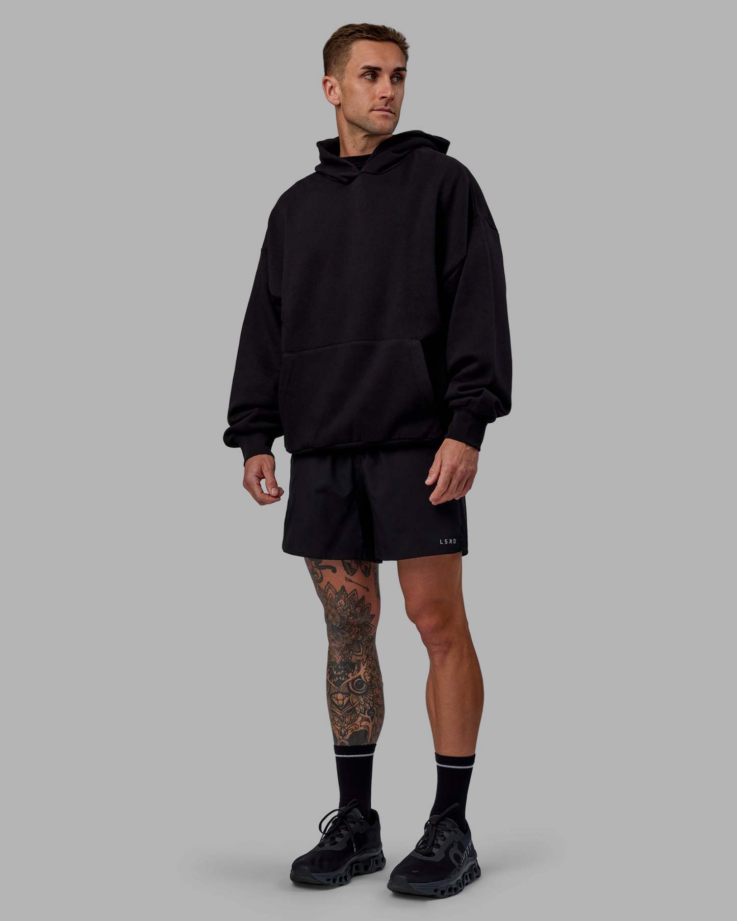 Keep on Running Oversize Hoodie - Black-White