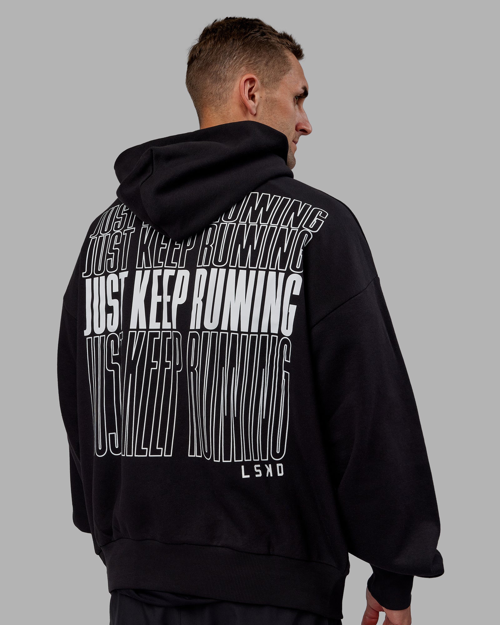 Keep on Running Oversize Hoodie - Black-White