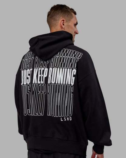 Keep on Running Oversize Hoodie - Black-White