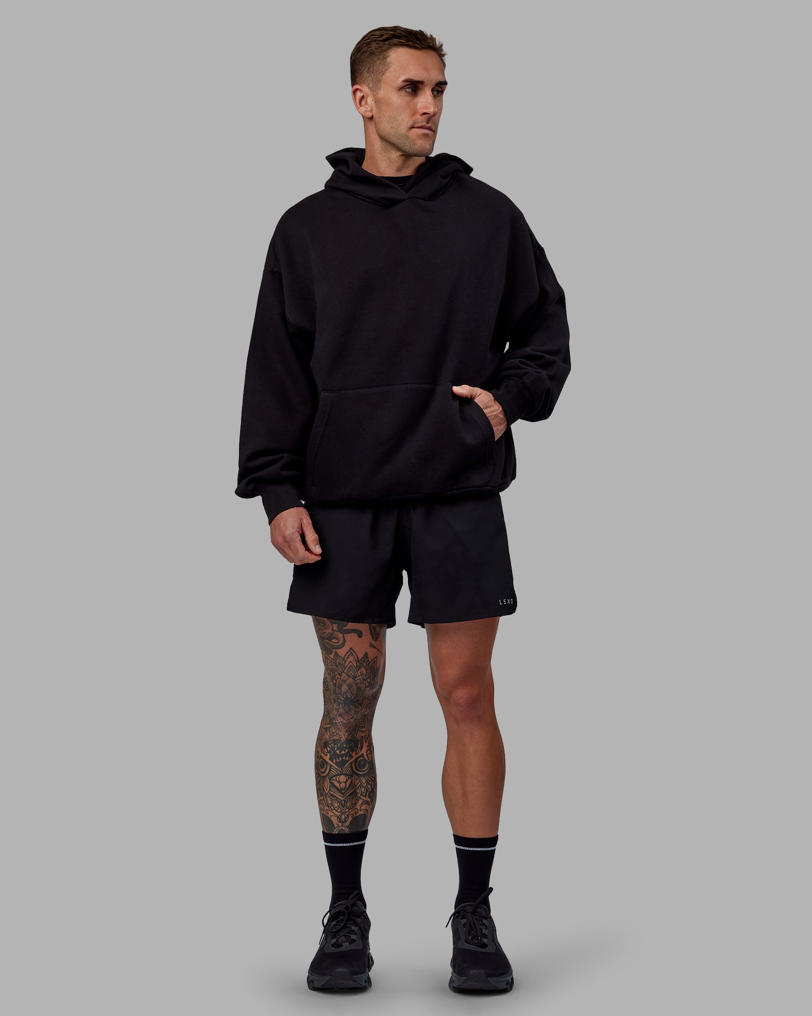 Keep on Running Oversize Hoodie - Black-White