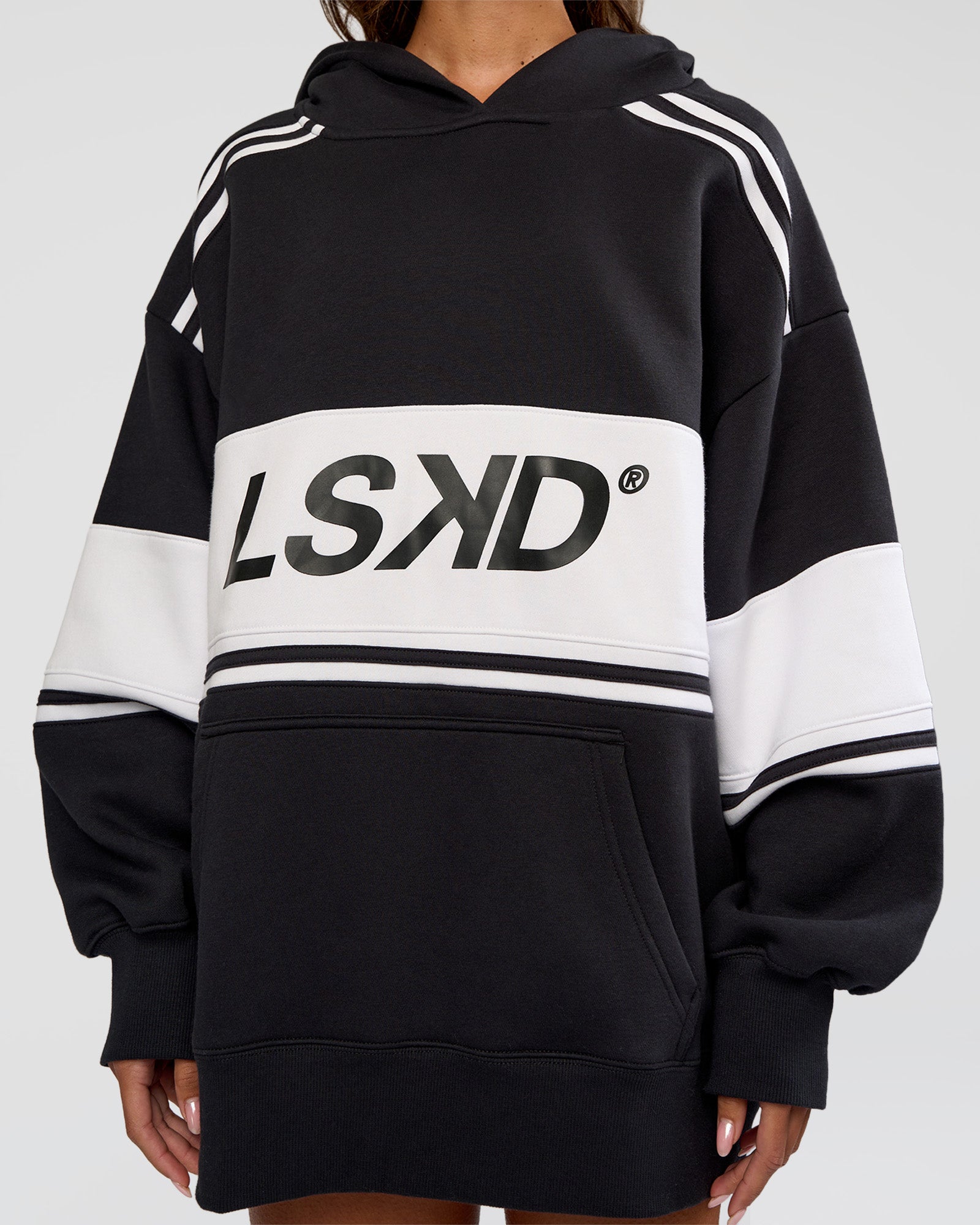 A-Team Oversized Hoodie - Caviar-White