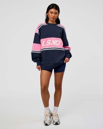 A-Team Sweater Oversize - Future Navy-Candy Pink