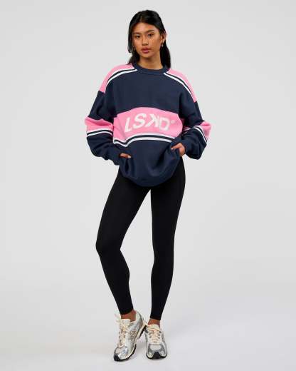 A-Team Sweater Oversize - Future Navy-Candy Pink