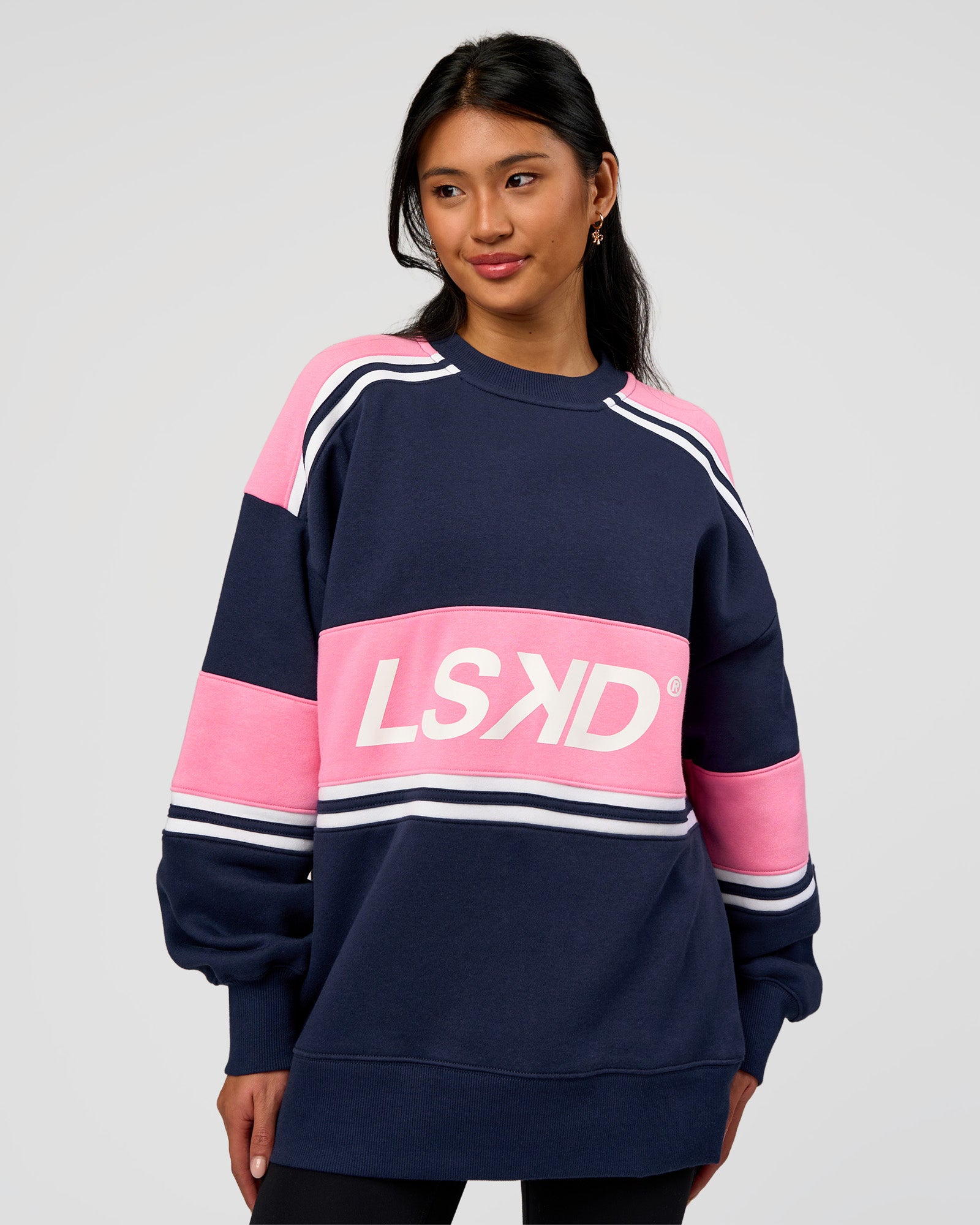 A-Team Sweater Oversize - Future Navy-Candy Pink