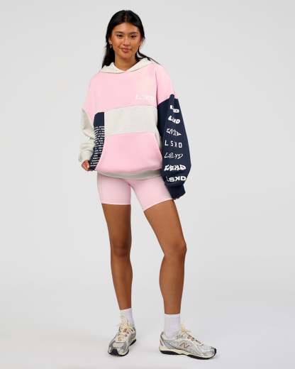 Deconstructed Fleece Hoodie - Grey Marl-Marshmallow-Navy
