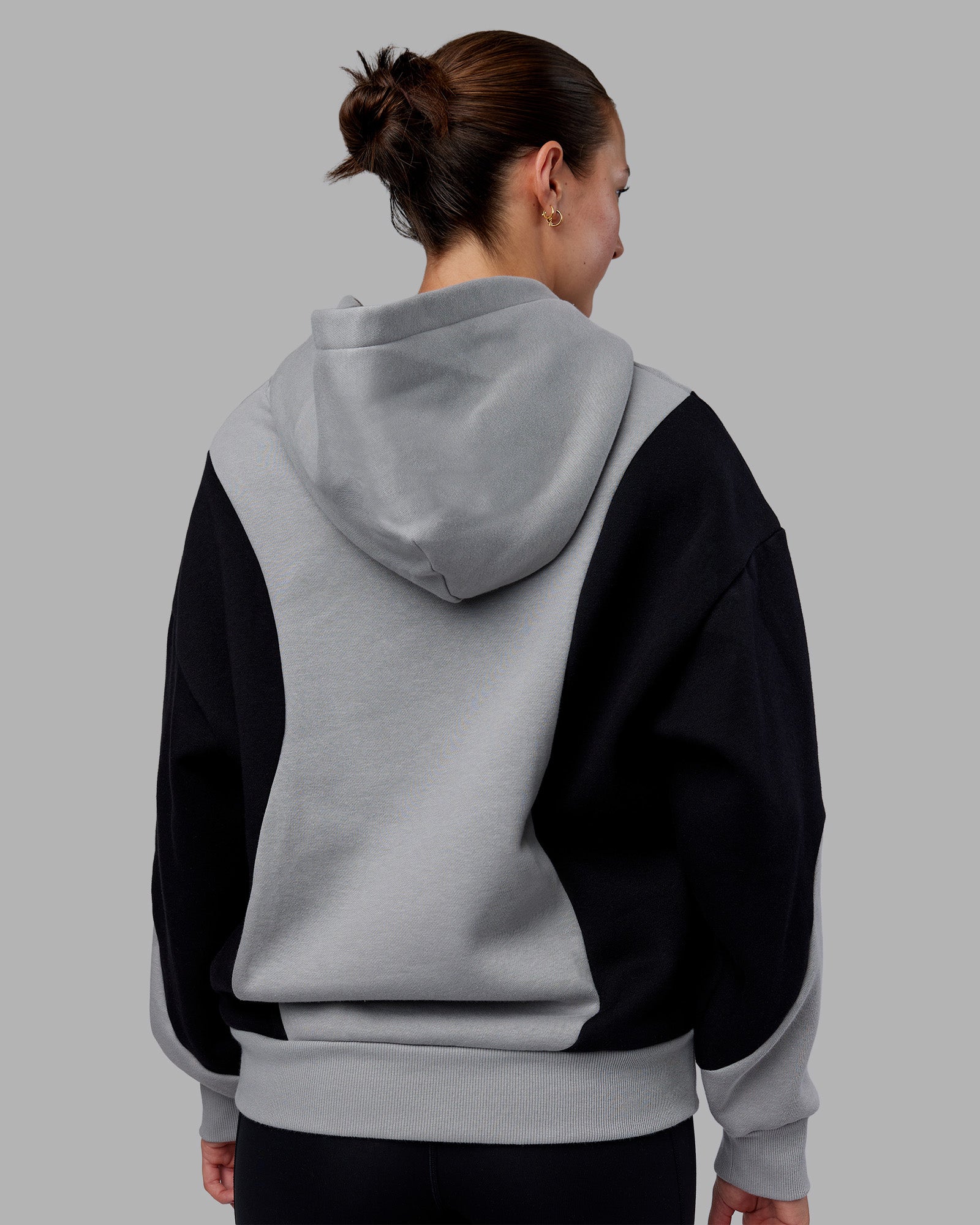 Downtown Oversized Panel Hoodie - Circular Grey - Black