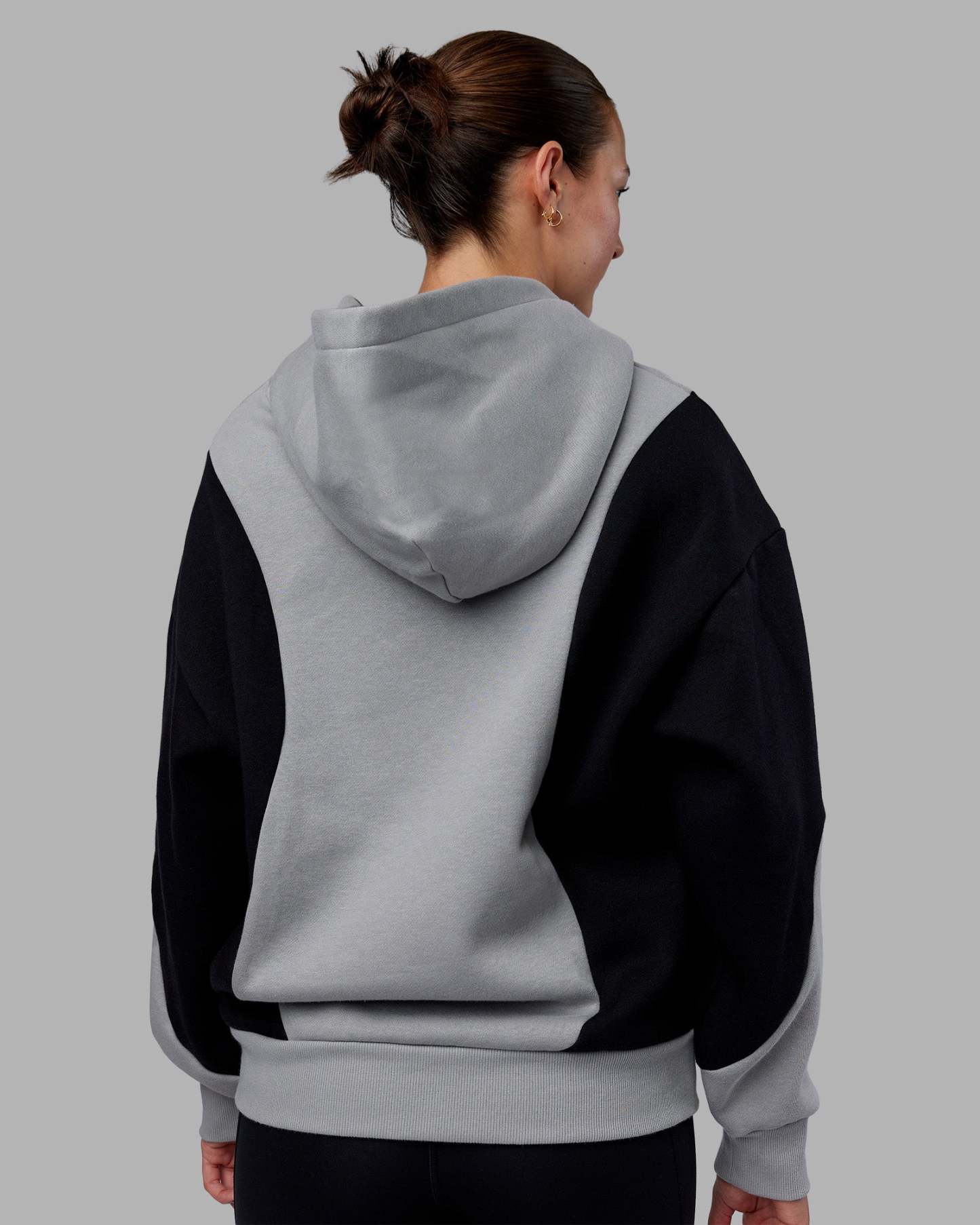 Downtown Oversized Panel Hoodie - Circular Grey - Black