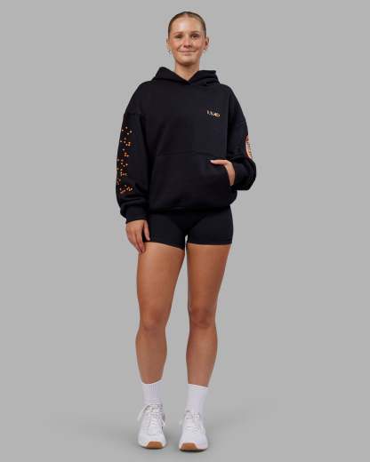 Hyped Unisex Oversized Hoodie - Black-Vibrant Orange