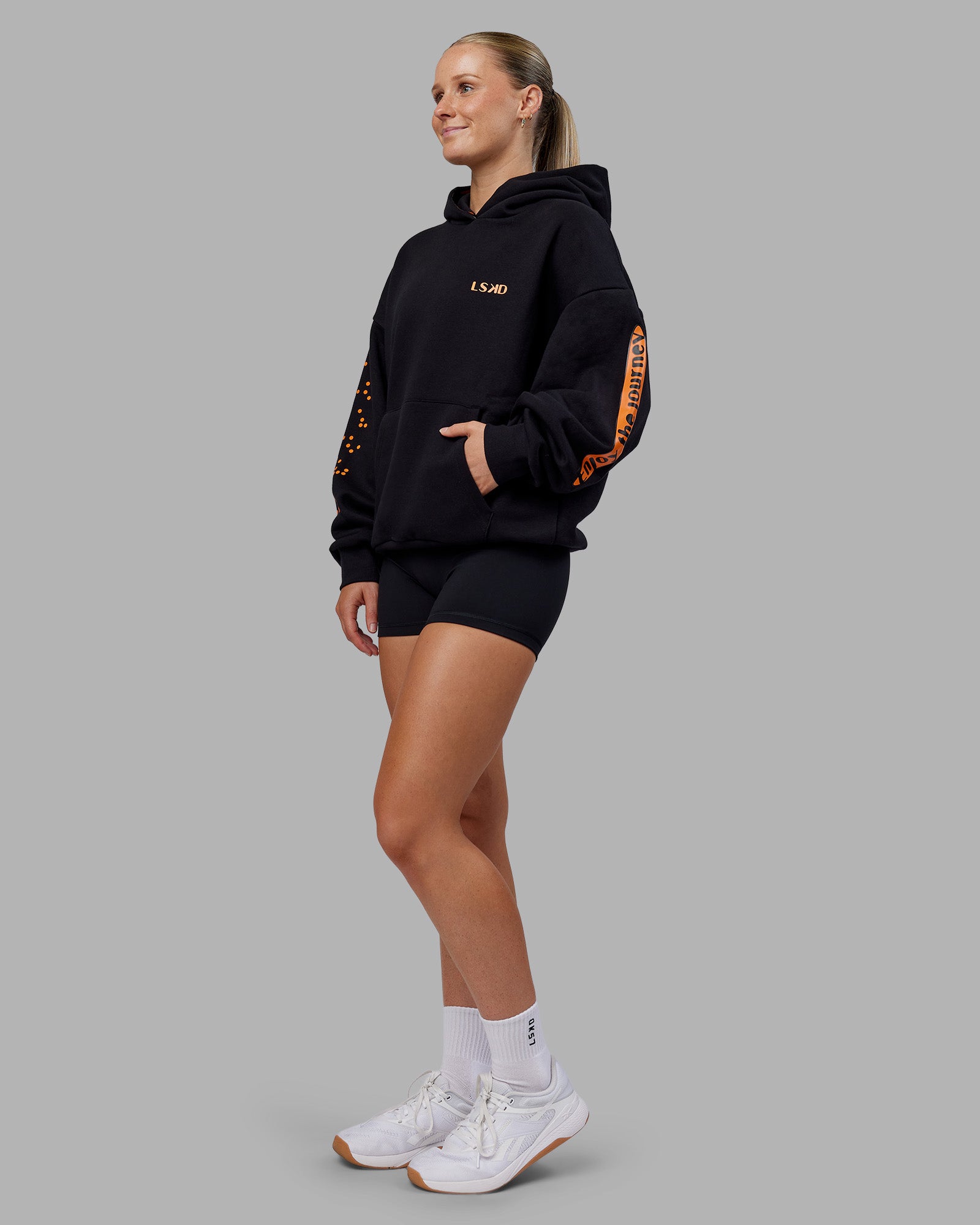 Hyped Unisex Oversized Hoodie - Black-Vibrant Orange