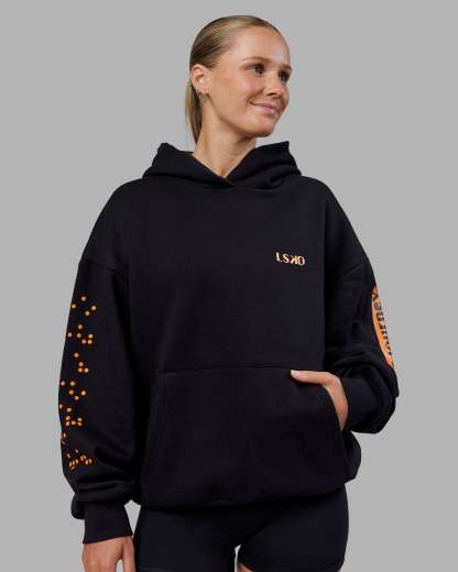 Hyped Unisex Oversized Hoodie - Black-Vibrant Orange