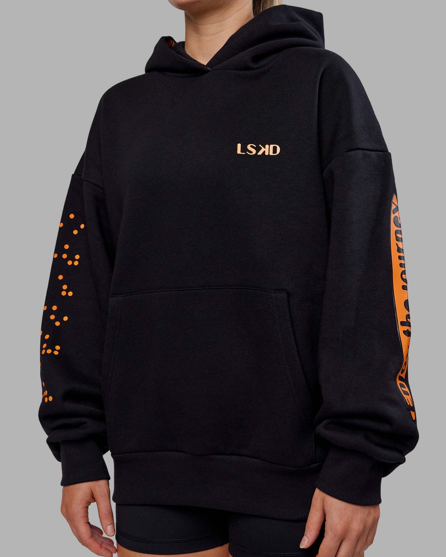 Hyped Unisex Oversized Hoodie - Black-Vibrant Orange