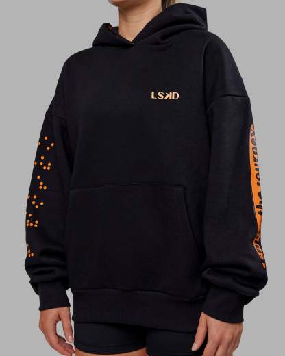 Hyped Unisex Oversized Hoodie - Black-Vibrant Orange