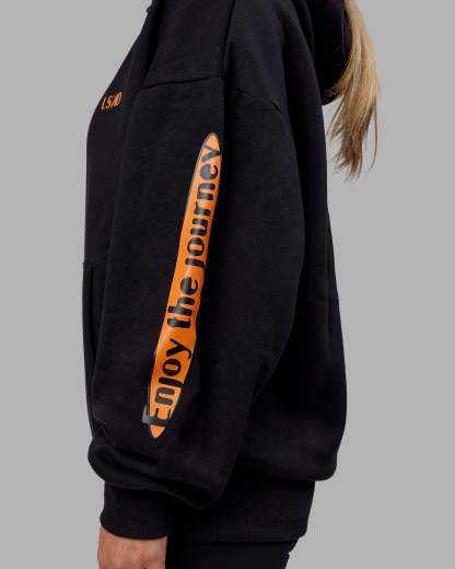 Hyped Unisex Oversized Hoodie - Black-Vibrant Orange